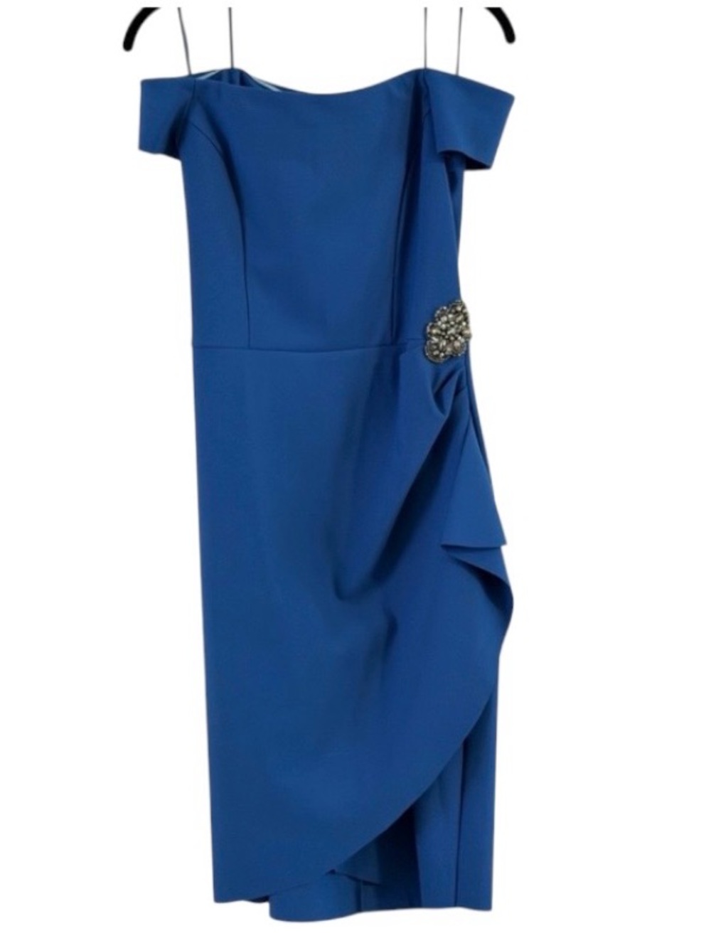 Alex Evenings Royal Blue Asymmetrical Cocktail Dress Jeweled Waist  Size 6